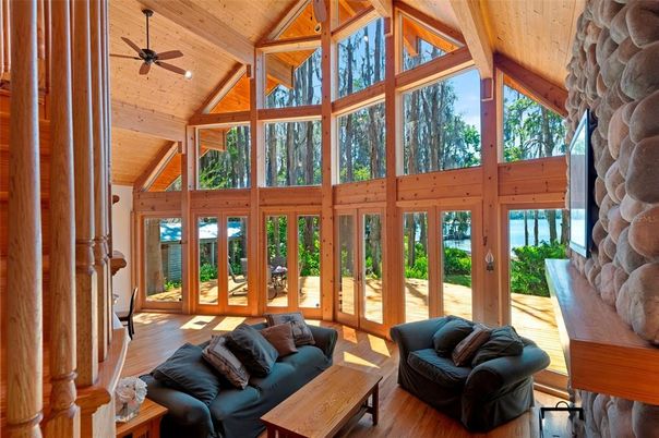 Fireplace, Interior, Living room, Stone Walls, Sun Room, Wooden Beams, Wooden Ceilings, Wood Texture Flooring, Wooden Walls