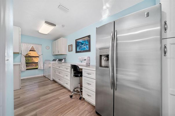 Interior, Kitchen, Stainless Steel Appliances, Wood Texture Flooring