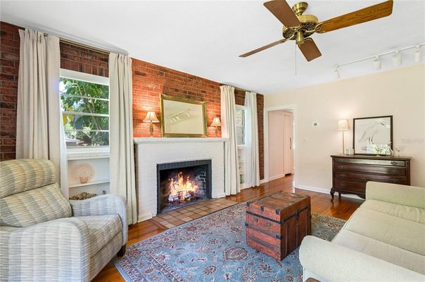 Fireplace, Interior, Living room, Stone Walls, Wood Texture Flooring