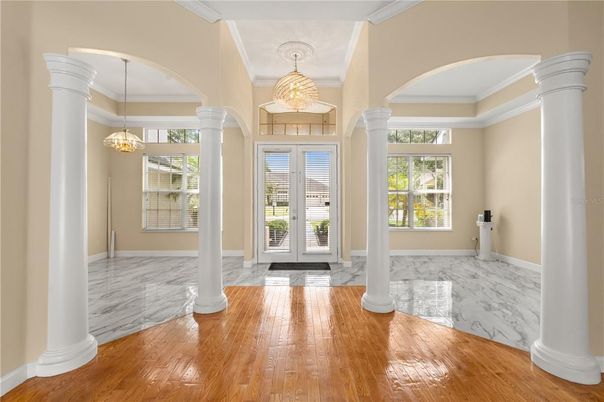 Chandelier, Interior, Marble, Pendant Lights, Wood Texture Flooring