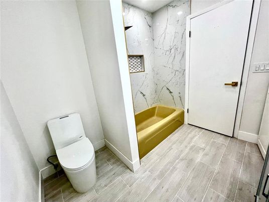 Bathroom, Interior, Marble Walls, Wood Texture Flooring