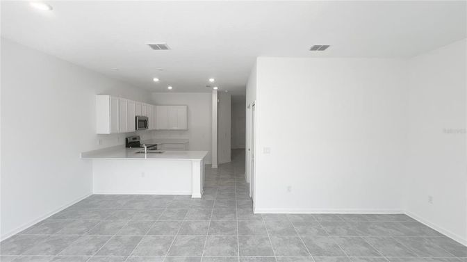Empty room, Interior, Kitchen, Recessed Lighting