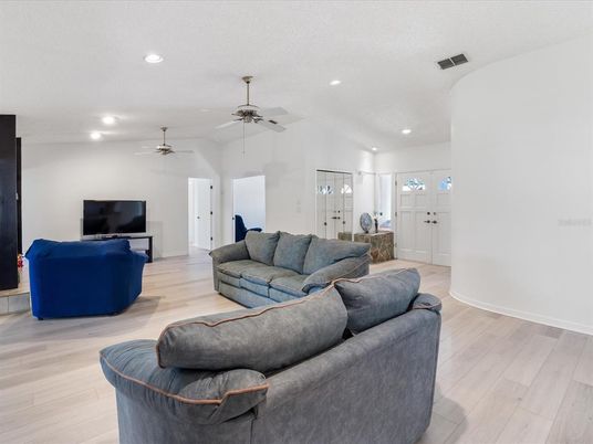 Interior, Living room, Recessed Lighting, Wood Texture Flooring