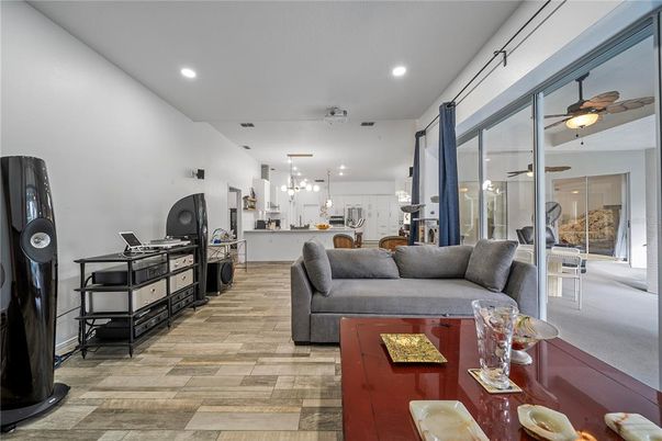 Dining room, Interior, Kitchen, Living room, Pendant Lights, Recessed Lighting, Wood Texture Flooring