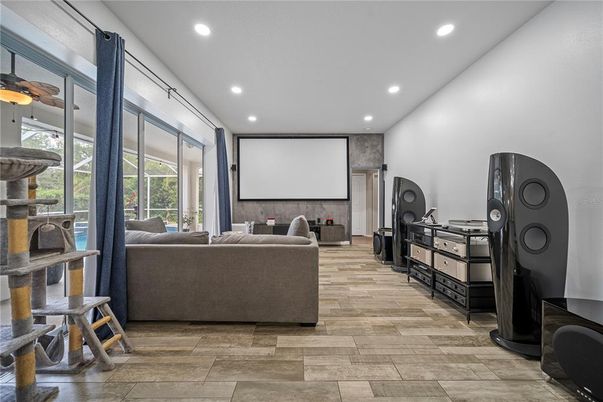 Interior, Living room, Projection Screen, Recessed Lighting
