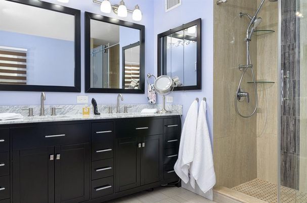 Bathroom, Dual Sink Vanities, Glass Shower, Interior