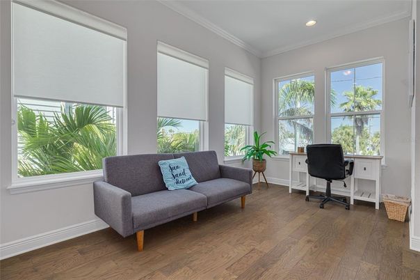 Home Office, Interior, Recessed Lighting, Wood Texture Flooring