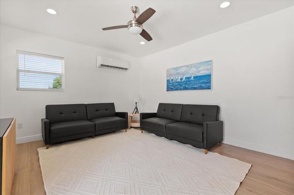 Interior, Living room, Recessed Lighting, Wood Texture Flooring