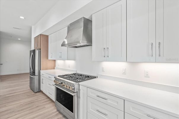 Interior, Kitchen, Recessed Lighting, Wood Texture Flooring