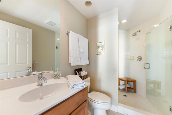 Bathroom, Glass Shower, Interior, Recessed Lighting