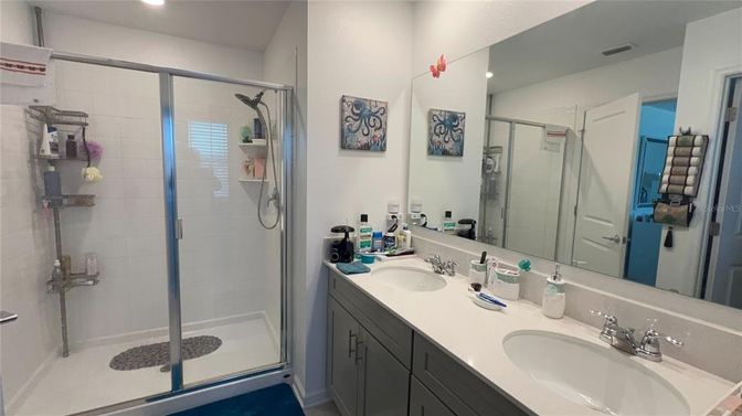 Bathroom, Dual Sink Vanities, Glass Shower, Interior, Recessed Lighting