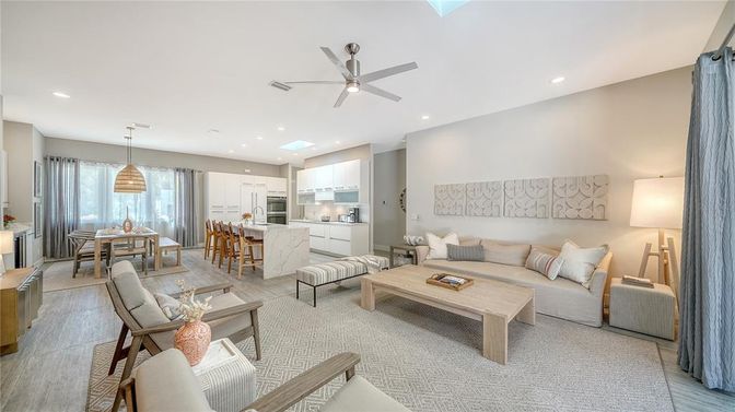 Dining room, Interior, Kitchen, Living room, Pendant Lights, Recessed Lighting