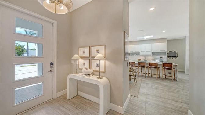Interior, Kitchen, Pendant Lights, Recessed Lighting, Wood Texture Flooring