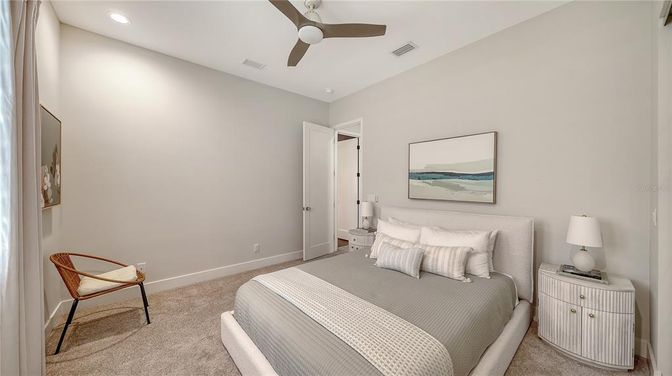 Bedroom, Interior, Recessed Lighting