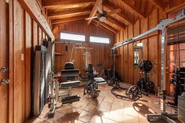 Fitness Equipment, Interior, Wooden Beams, Wooden Ceilings, Wooden Walls