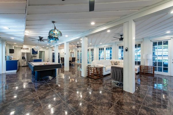 Billiard Table, Chandelier, Game Room, Interior, Kitchen, Living room, Pendant Lights, Recessed Lighting