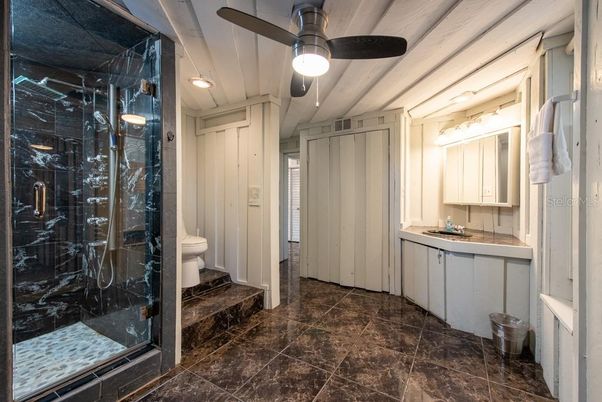 Bathroom, Glass Shower, Interior, Recessed Lighting