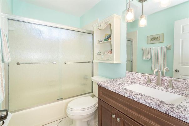 Bathroom, Glass Shower, Interior, Pendant Lights