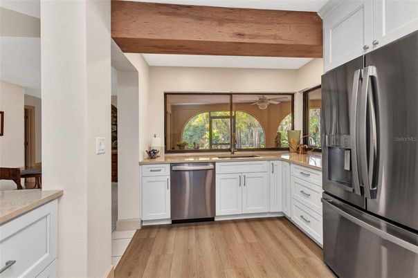 Interior, Kitchen, Stainless Steel Appliances, Wooden Beams, Wooden Ceilings, Wood Texture Flooring