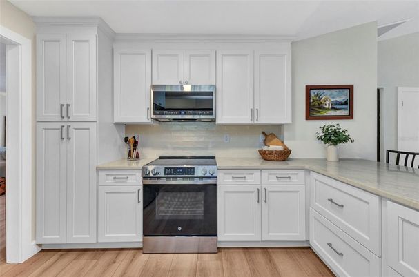 Interior, Kitchen, Stainless Steel Appliances, Wood Texture Flooring