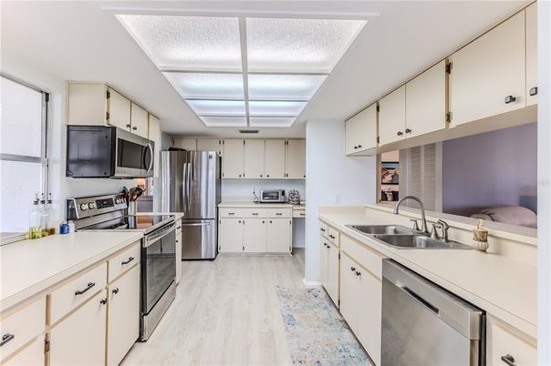 Interior, Kitchen, Stainless Steel Appliances, Wood Texture Flooring