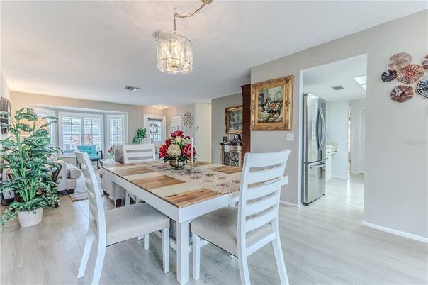 Chandelier, Dining room, Interior, Kitchen, Wood Texture Flooring