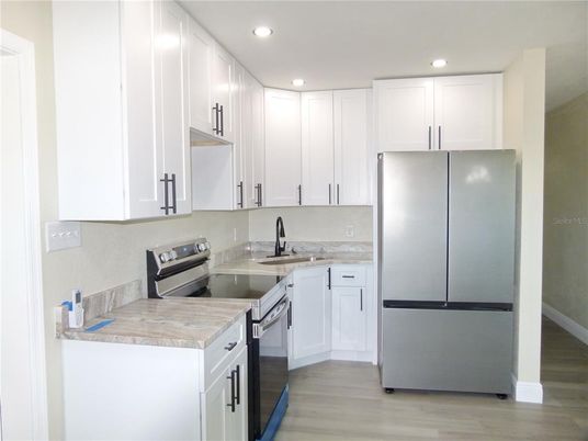 Interior, Kitchen, Recessed Lighting, Wood Texture Flooring