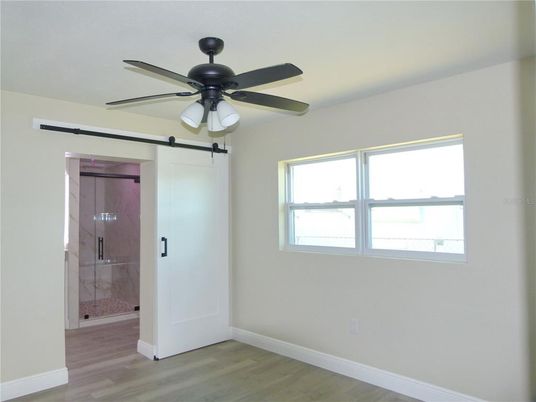 Bathroom, Empty room, Glass Shower, Interior, Wood Texture Flooring