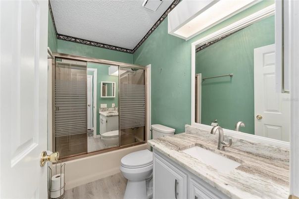 Bathroom, Glass Shower, Interior, Wood Texture Flooring