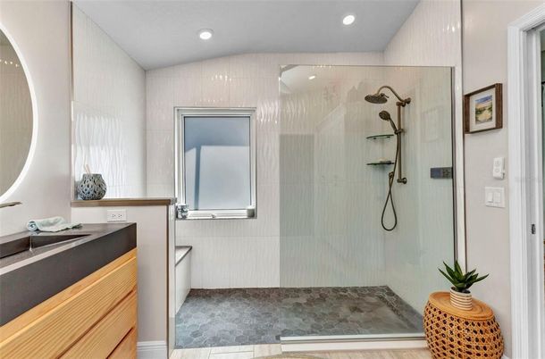 Bathroom, Glass Shower, Interior, Recessed Lighting