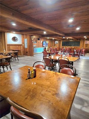 Dining room, Interior, Recessed Lighting, Wooden Beams, Wooden Ceilings, Wood Texture Flooring, Wooden Walls