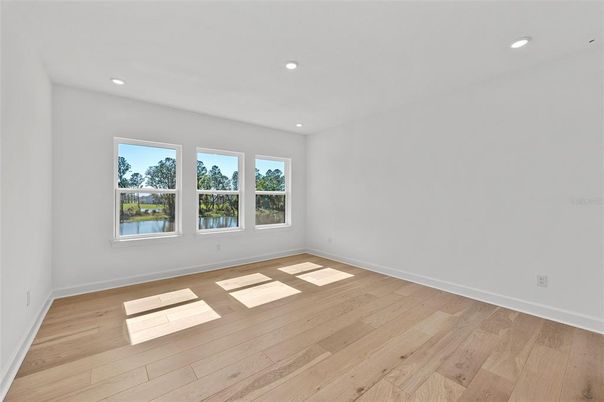 Empty room, Interior, Recessed Lighting, Wood Texture Flooring