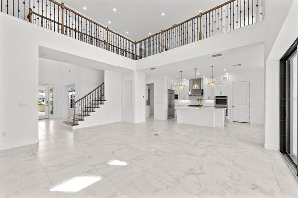 Interior, Kitchen, Marble, Pendant Lights, Recessed Lighting, Stainless Steel Appliances