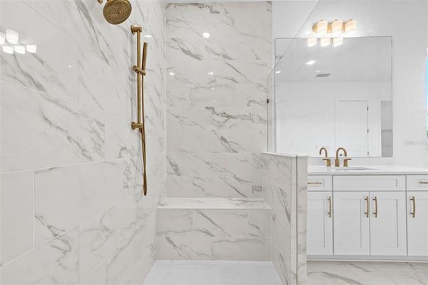 Bathroom, Glass Shower, Interior, Marble, Marble Walls