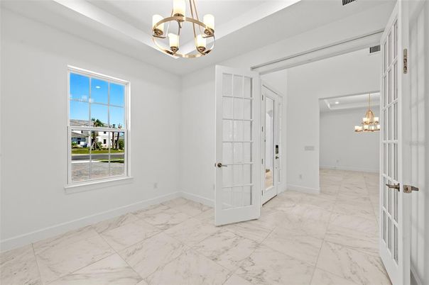 Chandelier, Empty room, Interior, Marble, Pendant Lights