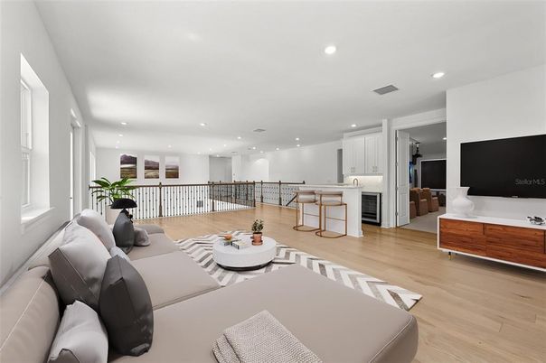 Interior, Kitchen, Living room, Recessed Lighting, Wood Texture Flooring
