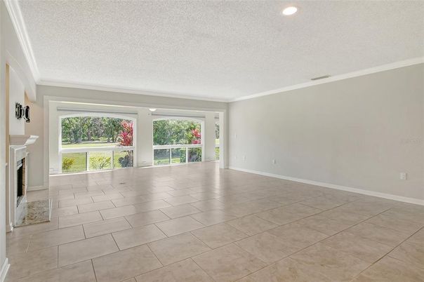 Empty room, Fireplace, Interior, Recessed Lighting