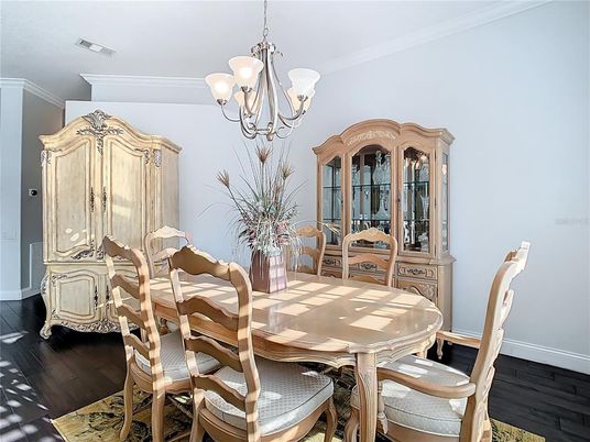 Chandelier, Dining room, Interior, Wood Texture Flooring
