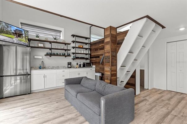 Interior, Recessed Lighting, Wood Texture Flooring, Wooden Walls