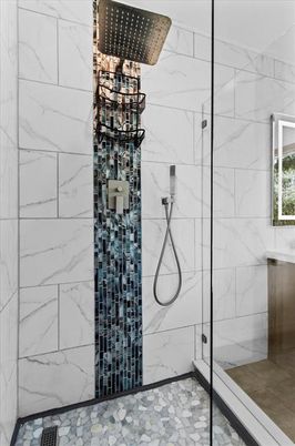 Bathroom, Glass Shower, Interior, Marble Walls