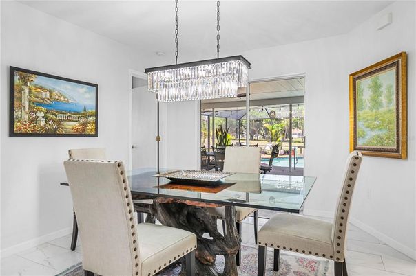 Chandelier, Dining room, Interior, Marble