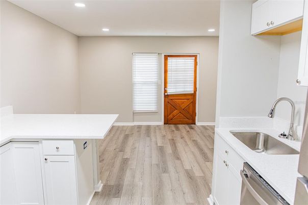 Interior, Kitchen, Recessed Lighting, Wood Texture Flooring