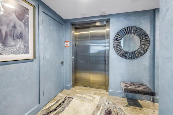 Elevator, Interior, Wood Texture Flooring