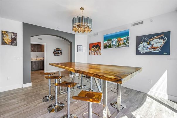 Chandelier, Dining room, Interior, Wood Texture Flooring