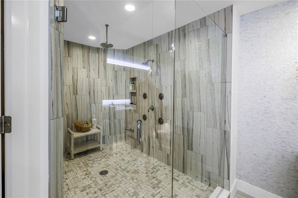 Bathroom, Glass Shower, Interior, Recessed Lighting