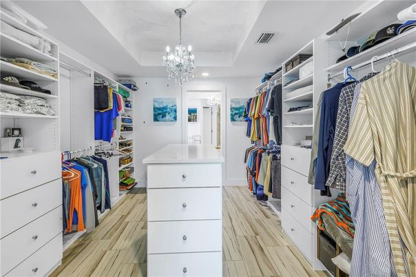 Chandelier, Interior, Recessed Lighting, Walk-in Closets, Wood Texture Flooring