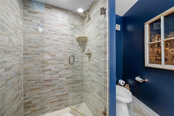 Bathroom, Glass Shower, Interior, Stone Walls