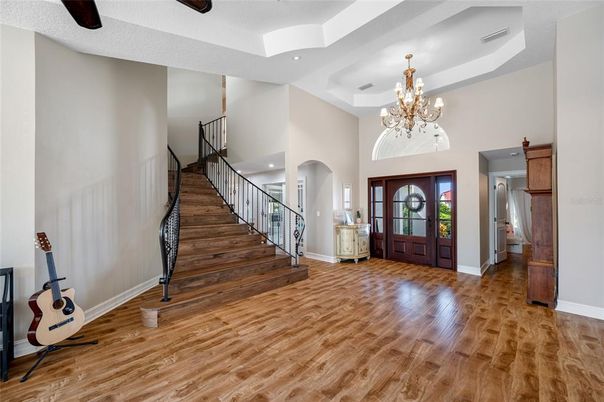 Chandelier, Interior, Recessed Lighting, Wood Texture Flooring