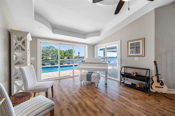 Interior, Piano, Recessed Lighting, Water, Wood Texture Flooring