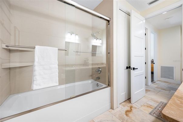 Bathroom, Glass Shower, Interior, Pendant Lights